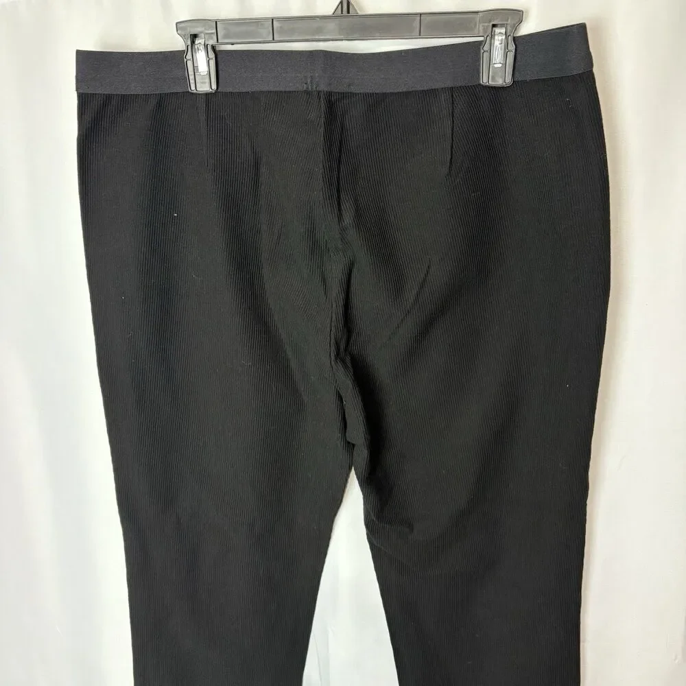 Eileen Fisher Textured Stretch Rib Tapered Ankle‎ Pant XL Black Minimalist Comfy